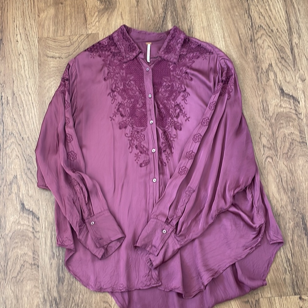 Free People Embroidered Western Blouse